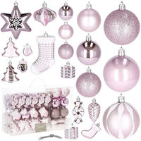 Bolas de Navidad 77 unidades. Adornos navideños rosados.