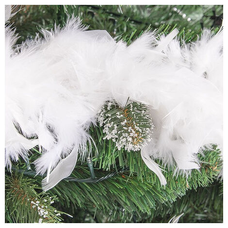 Boa en plumes blanches Rashion pour sapin de Noël, 5 pièces x 2 m -  guirlande pelucheuse, ruban gros grain boa pour sapin de Noël, décoration  de fête 