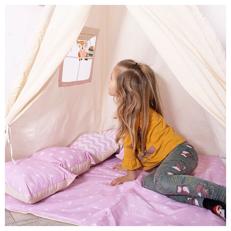 Tente SLEEP FUN - VENTEO - Tente de lit enfant - Modèle rose conte de fées-  Accessoire chambre pour enfant - Lampe intégrée - Sac de rangement