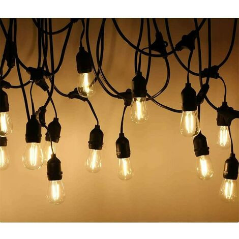 Generico Catenaria Cordoniera Catena Di Luci LED E27 10 Metri Bianca Per Esterno Prolungabile 10 Lampadine Led E27 4W 2700k Calda A60 Vetro - Foto 2