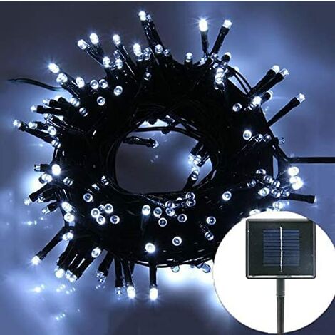 Catena Luminosa Solare di Natale a 100 MiniLED con 8 giochi di Luce per uso Interno/Esterno (Luce Bianca) (1/3)