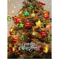 Catena con 10 casette Luminose di Natale con Luce fissa e intermittente per uso Interno (Luce Calda)