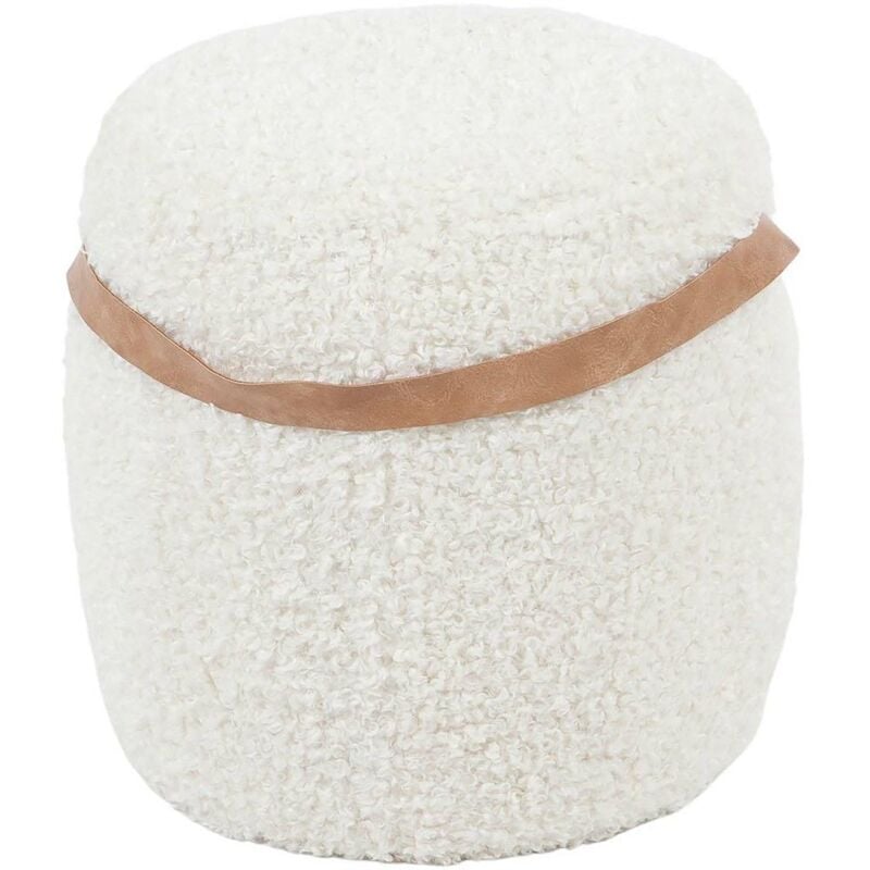 Trade Shop - Pouf Sgabello Poggiapiedi Tondo Pouff Piedi Legno Tessuto  Grigio 28x27cm 827730