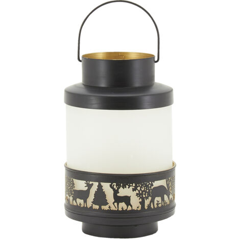 Lanterna Da Giardino E Interni In Metallo E Vetro - Alta 54 Cm - Colore Bianco - Stile Moderno, Aprile Laterale - 2
