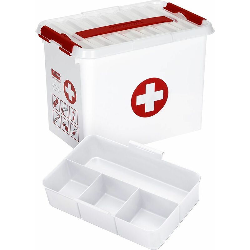 Caja botiquin Primeros Auxilios con Tapa y asa 8 Litros Blanco