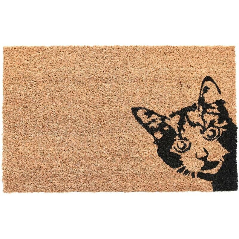 Esschert Design Felpudo fibra coco diseño gato alfombra cuckoo cat