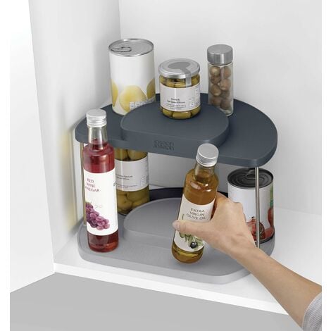 Bandeja de almacenamiento de botellas de condimentos de madera, organizador  de armario giratorio de 360 grados