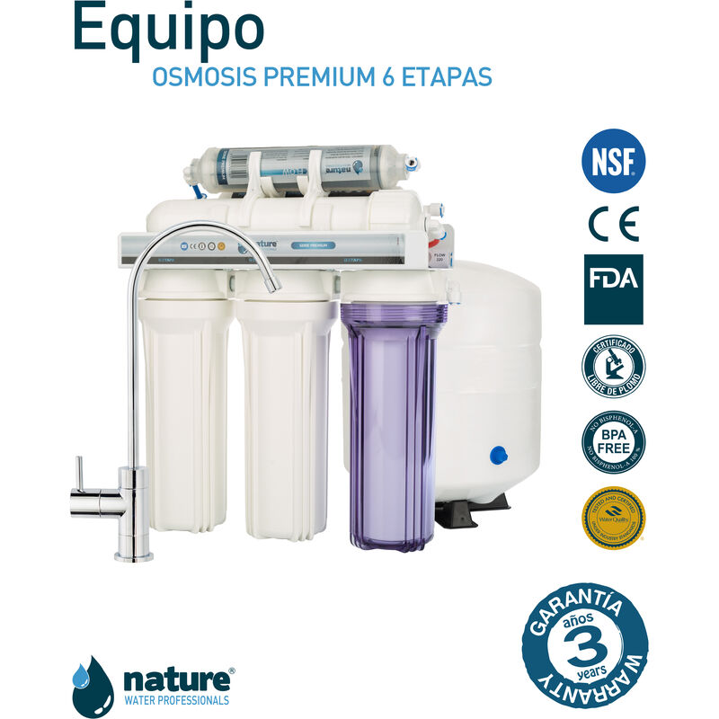 Naturewater Equipo ósmosis inversa 5-Etapas 180l/día Manómetro