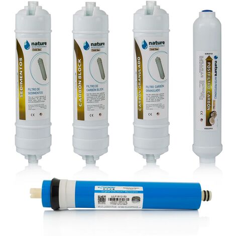 PACK 4 FILTROS OSMOSIS INVERSA COMPACTOS Y MEMBRANA VONTRON 50GPD
