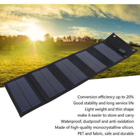 DEWIN 20W Solarpanel, faltbar, tragbar, Solarladegerät, wasserdichtes Solarpanel mit USB-Anschlüssen, monokristallines Solarpanel, Solarladung