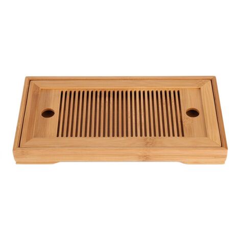 Vassoio Da Tè In Bambù Mini 20x20x2.5 Cm - Portatile E Anti-trabocco Per Cerimonia Gongfu, Casa E Ufficio - Colore Nero