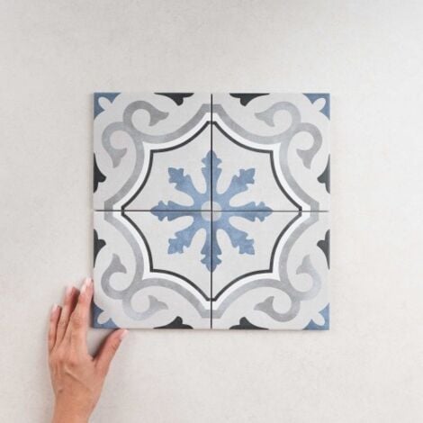Carrelage Imitation Carreaux de Ciment FLEUR 15x15 (0,5m2) Lou-Lou - Les Carreaux de Jean