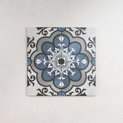 Carrelage Imitation Carreaux de Ciment FLEUR 15x15 (0,59m2) Madeleine - Les Carreaux de Jean