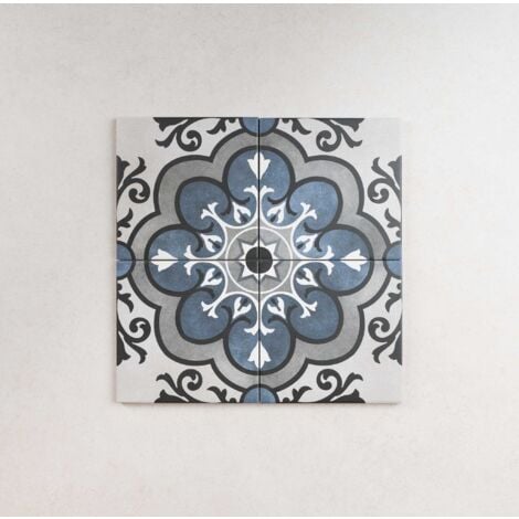 Carrelage Imitation Carreaux de Ciment FLEUR 15x15 (0,59m2) Madeleine - Les Carreaux de Jean