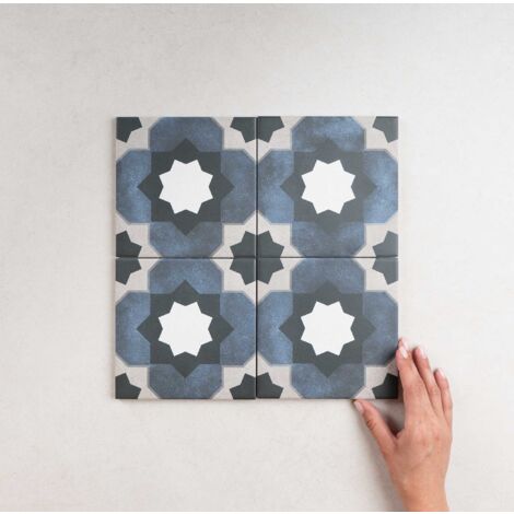 Carrelage imitation carreaux de ciment FLEUR 15x15 cm – Grès cérame durable – Résistant aux taches et à l'usure – Pour sols et murs – APE