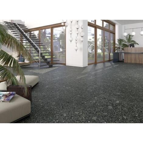 Carrelage Effet Terrazzo STRACCIATELLA 60x60 Miscela Grafito  (1,44m²)- Les Carreaux de Jean