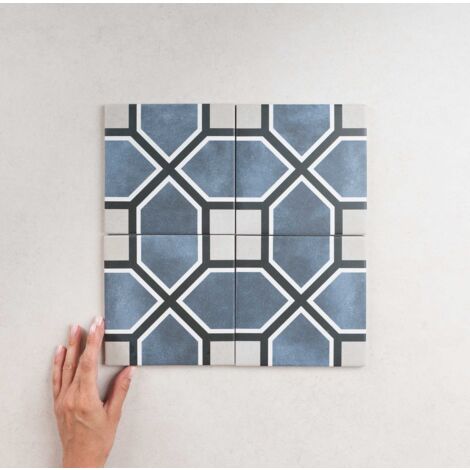 Carrelage Imitation Carreaux de Ciment FLEUR 15x15 (0,5m2) Antoinette - Les Carreaux de Jean