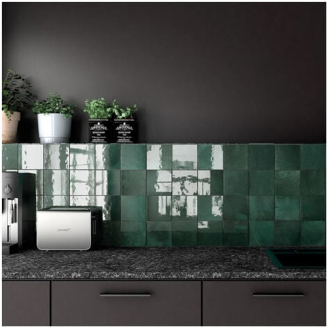 Faïence Effet Zellige ARTISAN 6,5x20 (0,5m2) Moss Green - Les Carreaux de Jean