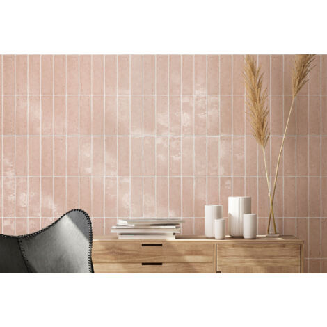 Carrelage mural Effet Zellige LAUREL CLAY 6x20 (0,5m2) Soft Pink - Les Carreaux de Jean