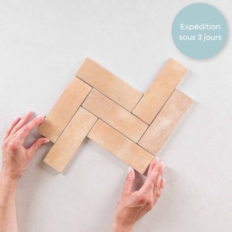 Carrelage effet zellige 5x15 cm – Coloris biscuit mat – Épaisseur 10 mm – Boîte de 0,47 m² (66 pièces) - 469m2