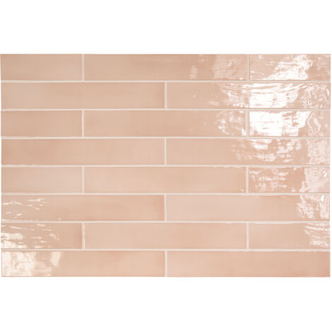 Faïence Effet Zellige Rose Clair MANACOR 6,5x40 blush pink (1m²) - Les Carreaux de Jean