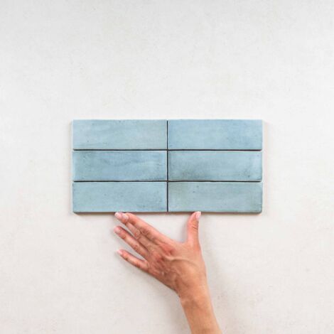 Carrelage Effet Zellige Bleu Clair COLO Matt 5x15 Blue Grass (0,49m²) - Les Carreaux de Jean