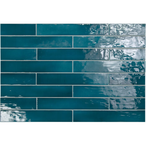 Faïence Effet Zellige MANACOR 6,5x40 glacier (1m²) - Les Carreaux de Jean