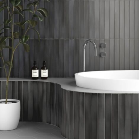 Faience Effet Zellige Noir MASSIMO Black 5x40cm (1m²) - Les Carreaux de Jean