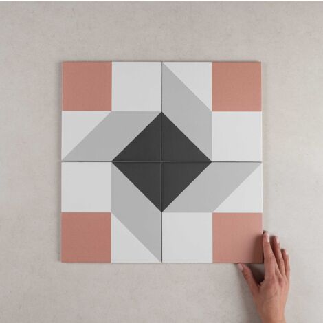 Carrelage grès cérame effet carreau ciment BAUHOME KARO COLD 20x20 cm Marron - Mat - boîte de 1 m2