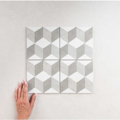 Carrelage grès cérame effet carreau de ciment CUBO 15x15 cm Gris -  - boîte de 0.50 m2