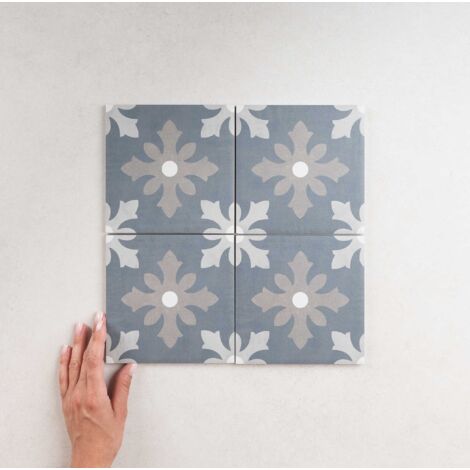 Carrelage effet carreaux de ciment 15x15 cm en grès cérame – 0,5m² pour cuisine et salle de bain – Facile à entretenir et durable – APE