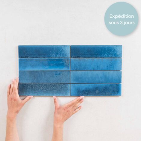 Carrelage Effet Zellige Bleu TANGER 6x24 China (0,52m²) - Les Carreaux de Jean