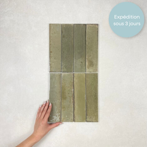 Carrelage Effet Zellige Vert Clair TANGER 6x24 Musk (0,52m²) - Les Carreaux de Jean
