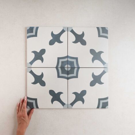 Carrelage Imitation Carreaux De Ciment 22,3x22,3 HAVANA White Herald (0,65m²) - Les Carreaux de Jean