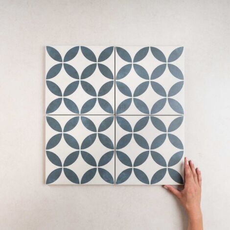 Carrelage Imitation Carreaux De Ciment 22,3x22,3 HAVANA White Petals (0,65m²) - Les Carreaux de Jean