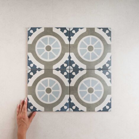 Carrelage Imitation Carreaux De Ciment 22,3x22,3 HAVANA White Round (0,65m²) - Les Carreaux de Jean