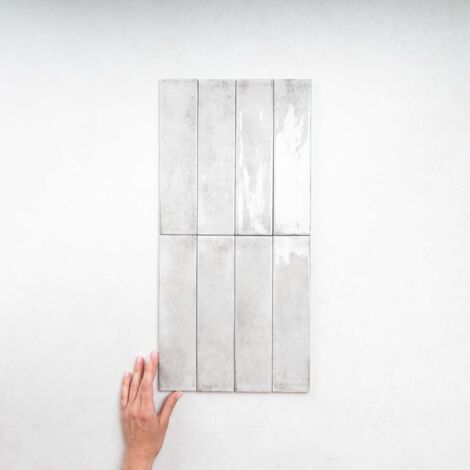 Carrelage Effet Zellige Gris Clair FUSION Grigio 6x25cm (0,5m²) - Les Carreaux de Jean