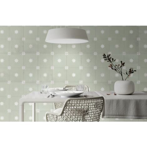 Carrelage Imitation Carreaux de Ciment STAR 44x44 Sage (1,37m²)- Les Carreaux de Jean