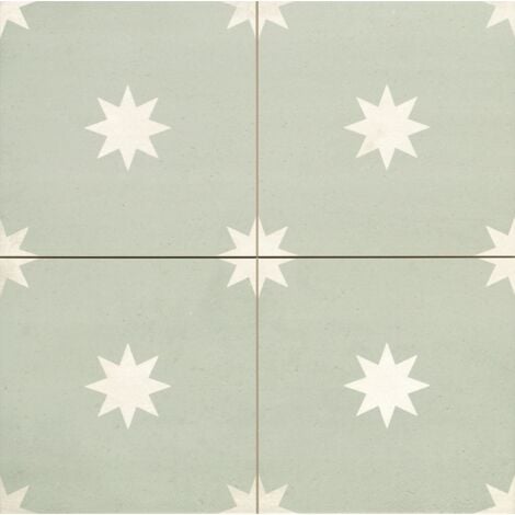 Carrelage Imitation Carreaux de Ciment STAR 44x44 Sage (1,37m²)- Les Carreaux de Jean
