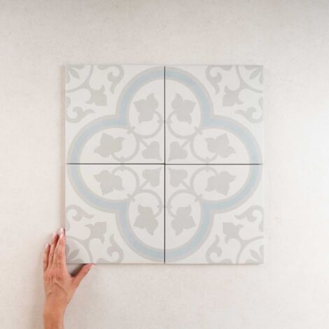 Carrelage Imitation Carreaux De Ciment 22,3x22,3 HAVANA Silver Ornate (0,65m²) - Les Carreaux de Jean