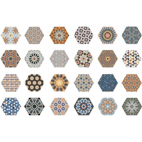 Realonda – Carrelage tomette décorée style ciment 33x28.5 cm – Grès cérame résistant – Motifs géométriques andalous – Pour cuisines et salles de bain