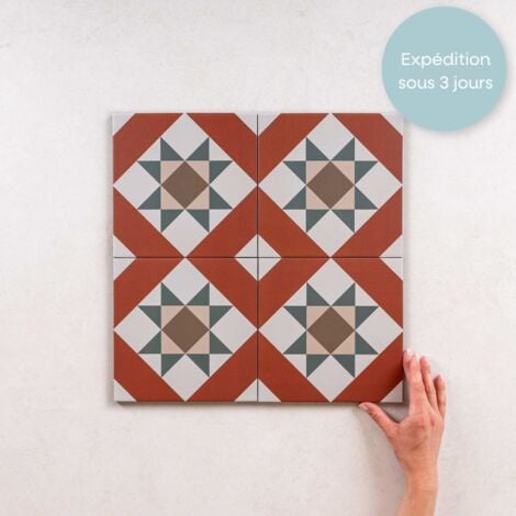 Carrelage Imitation Carreaux de Ciment KOMPAS 20x20cm (0,52m2) Vetro - Les Carreaux de Jean