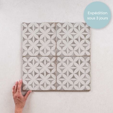 Carrelage Imitation Carreaux de Ciment GRAFTON 20x20cm (0,52m2) Abbey Taupe - Les Carreaux de Jean