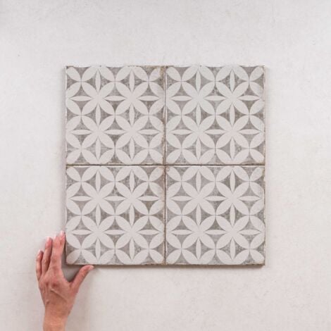 Carrelage Imitation Carreaux de Ciment GRAFTON 20x20cm (0,52m2) Abbey Taupe - Les Carreaux de Jean