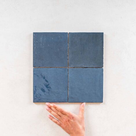 Carrelage mural faïence effet zellige LA RIVIERA 13,2x13,2 cm Blue reef -  - boîte de 1 m2