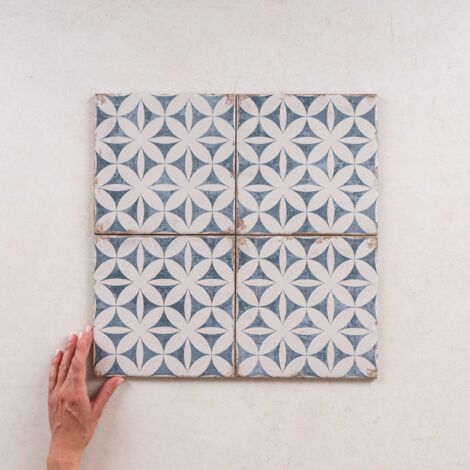 Carrelage Imitation Carreaux de Ciment GRAFTON 20x20cm (0,52m2) Abbey Blue - Les Carreaux de Jean