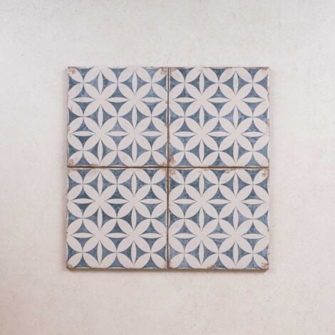 Carrelage Imitation Carreaux de Ciment GRAFTON 20x20cm (0,52m2) Abbey Blue - Les Carreaux de Jean