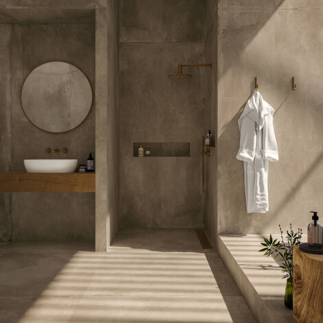 Carrelage intérieur effet béton 60x60 cm – Rectifié taupe – 1,08 m² – Pour salons, cuisines et salles de bains – Imola