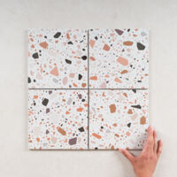 Carrelage effet terrazzo Confetti 18,6x18,6cm – Grès cérame mat – Épaisseur 9mm – Boîte 0,413m² (12 pièces)