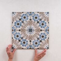Carrelage sol grès cérame effet carreaux de ciment 20x20 cm – Finition satinée – Surface lisse pour intérieur – Compatible mural